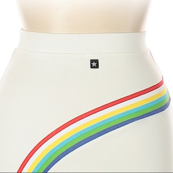PC Teen White Rainbow Stripe Skirt SZ 16 - Picture 3 of 7